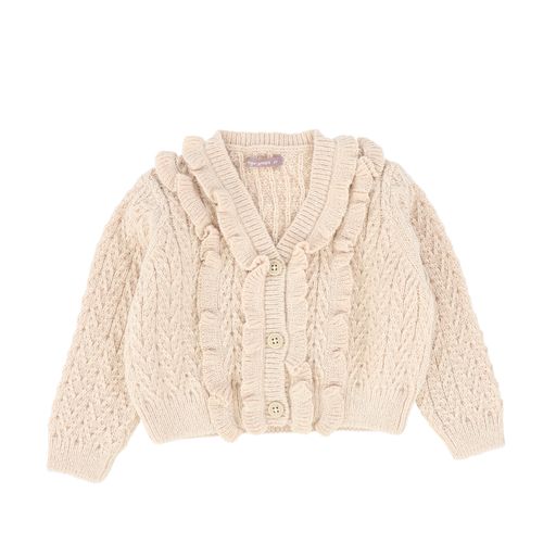 GINGERSNAPS BIEGE DOUBLE RUFFLE CARDIGAN