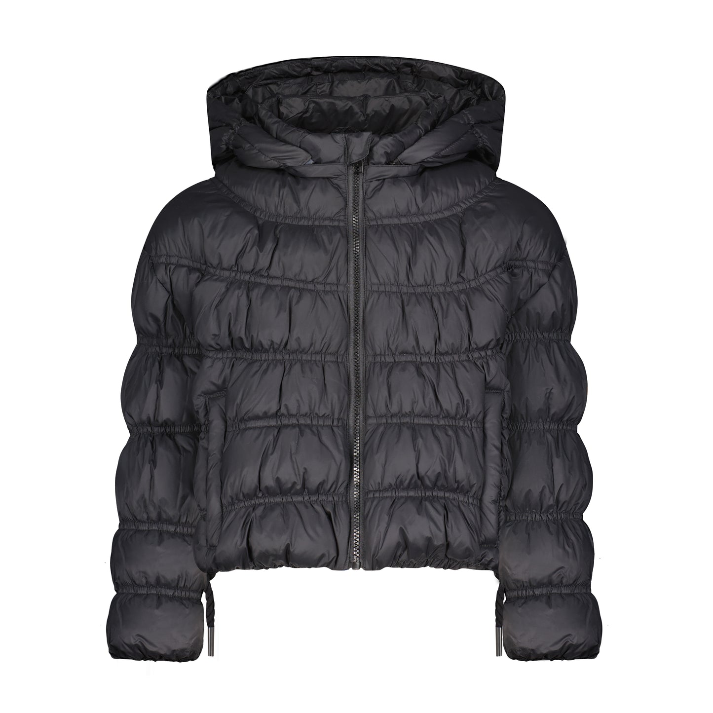 DENALI BLACK GATHERED DESIGN COAT