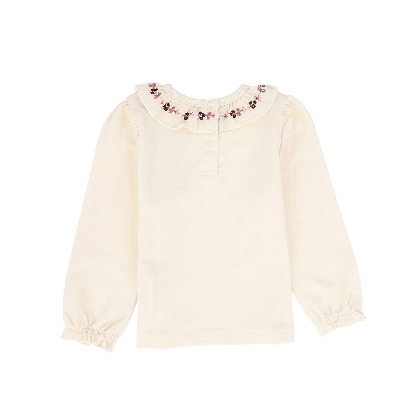 MINYMO CREAM EMBROIDERED RUFFLE COLLAR TOP