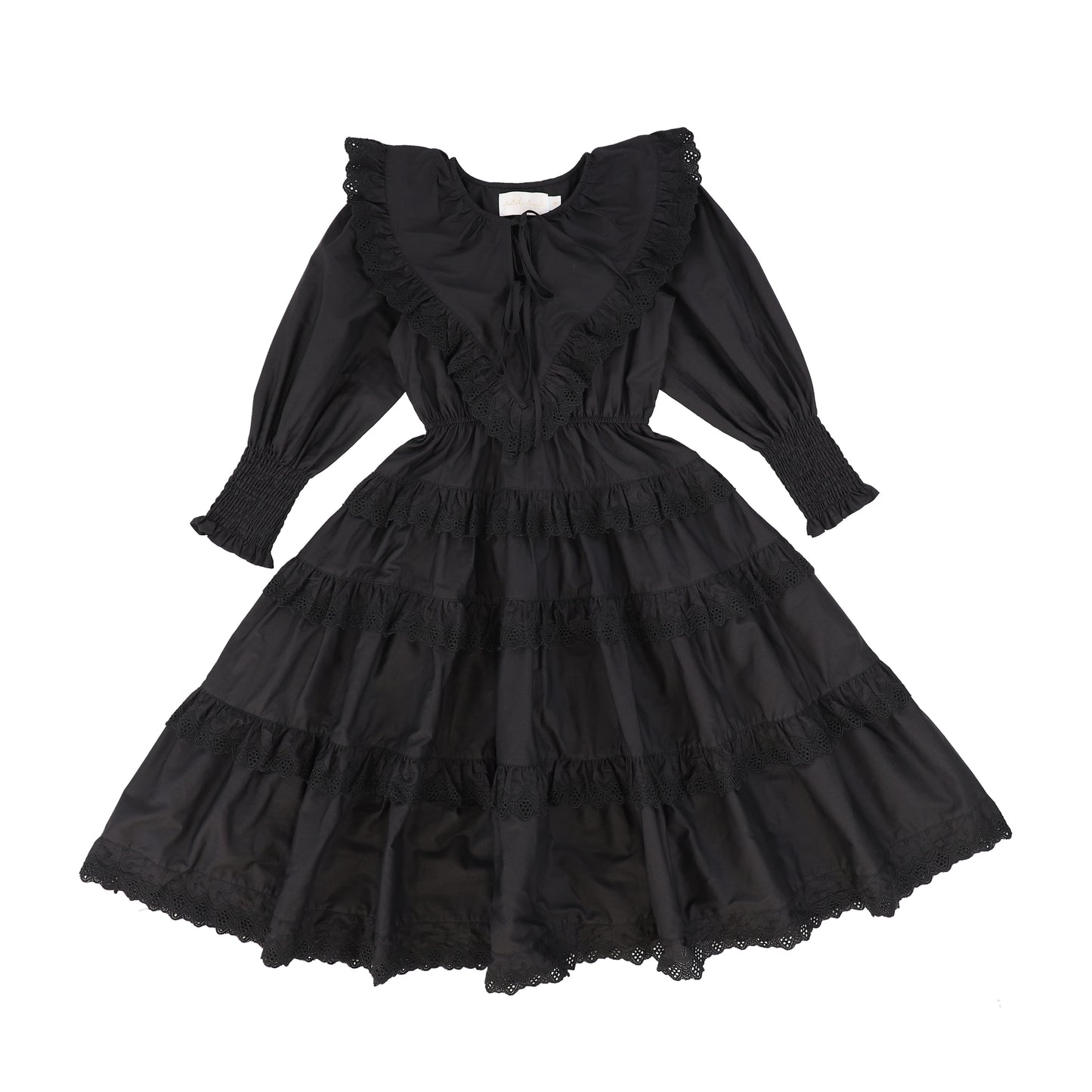 PETITE AMALIE BLACK POPLIN MIDI DRESS