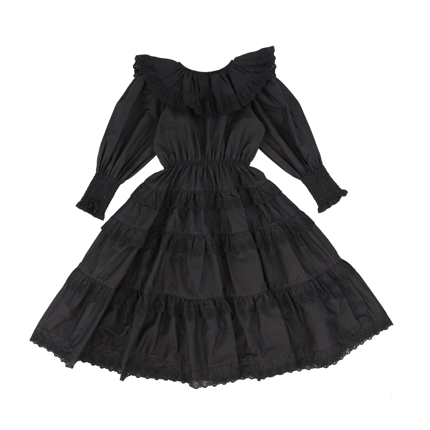 PETITE AMALIE BLACK POPLIN MIDI DRESS