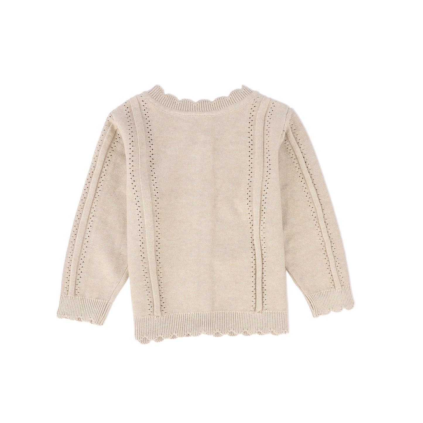 MINYMO BEIGE FLOWER EMBROIDERED KNIT CARDIGAN
