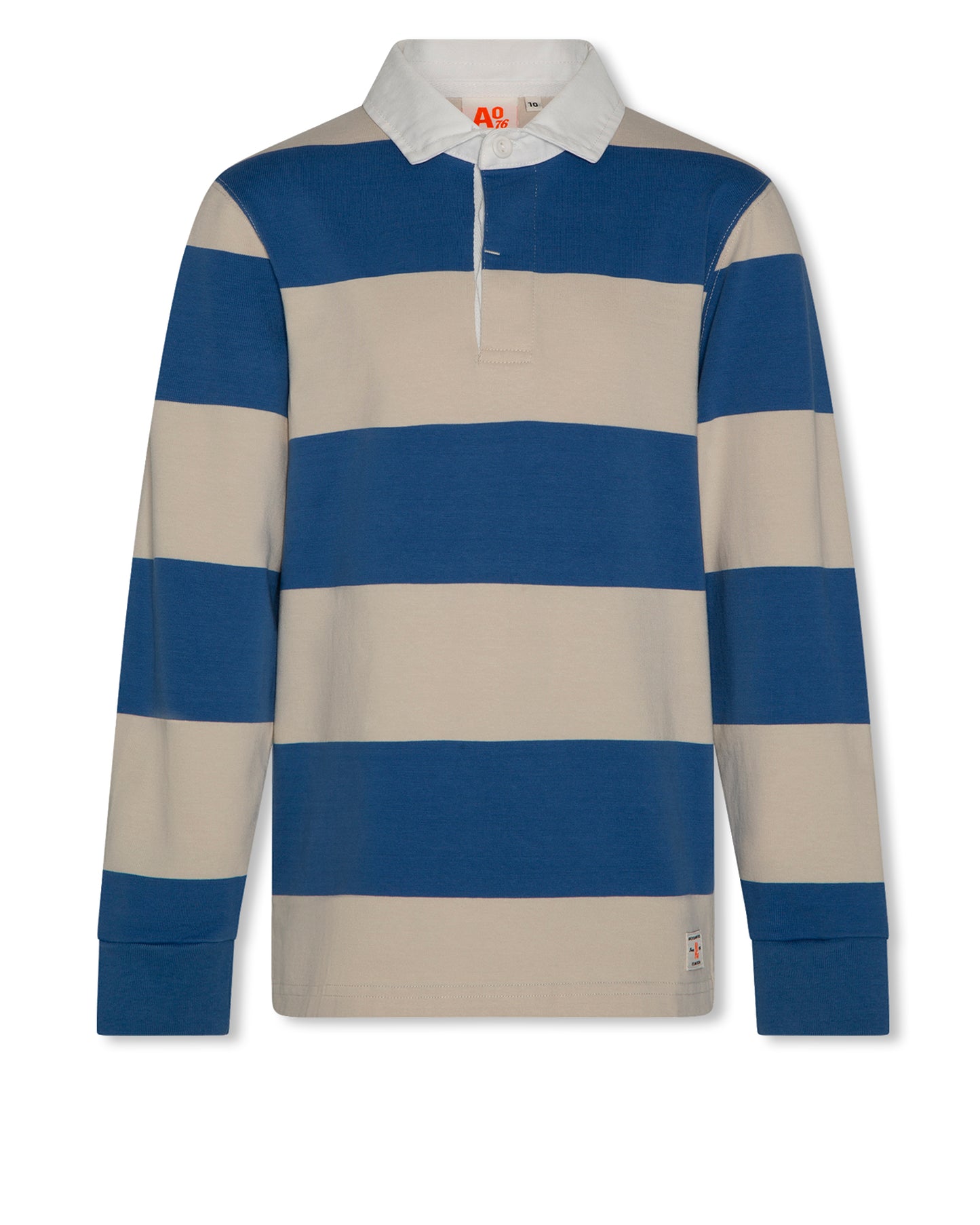 AO76 BLUE/BEIGE WIDE STRIPE COLLAR POLO