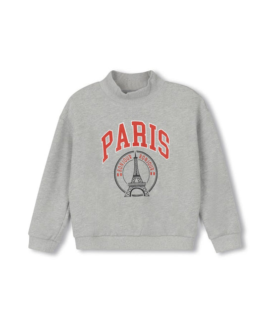 PHIL AND PHOEBE GREY PARIS STRIPED TRIM TURTLENECK SWEATSHIRT