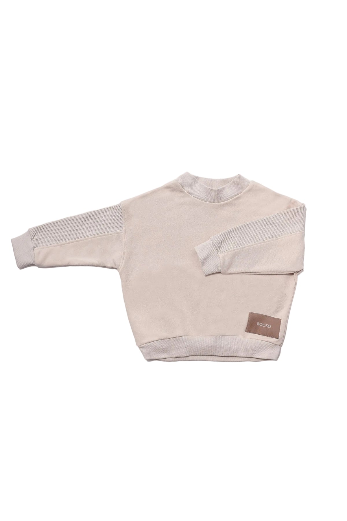 BOOSO BEIGE PANEL WAFFLE KNIT SWEATSHIRT