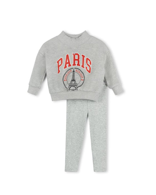 PHIL AND PHOEBE GREY PARIS STRIPED TRIM SWEATSHIRT SET