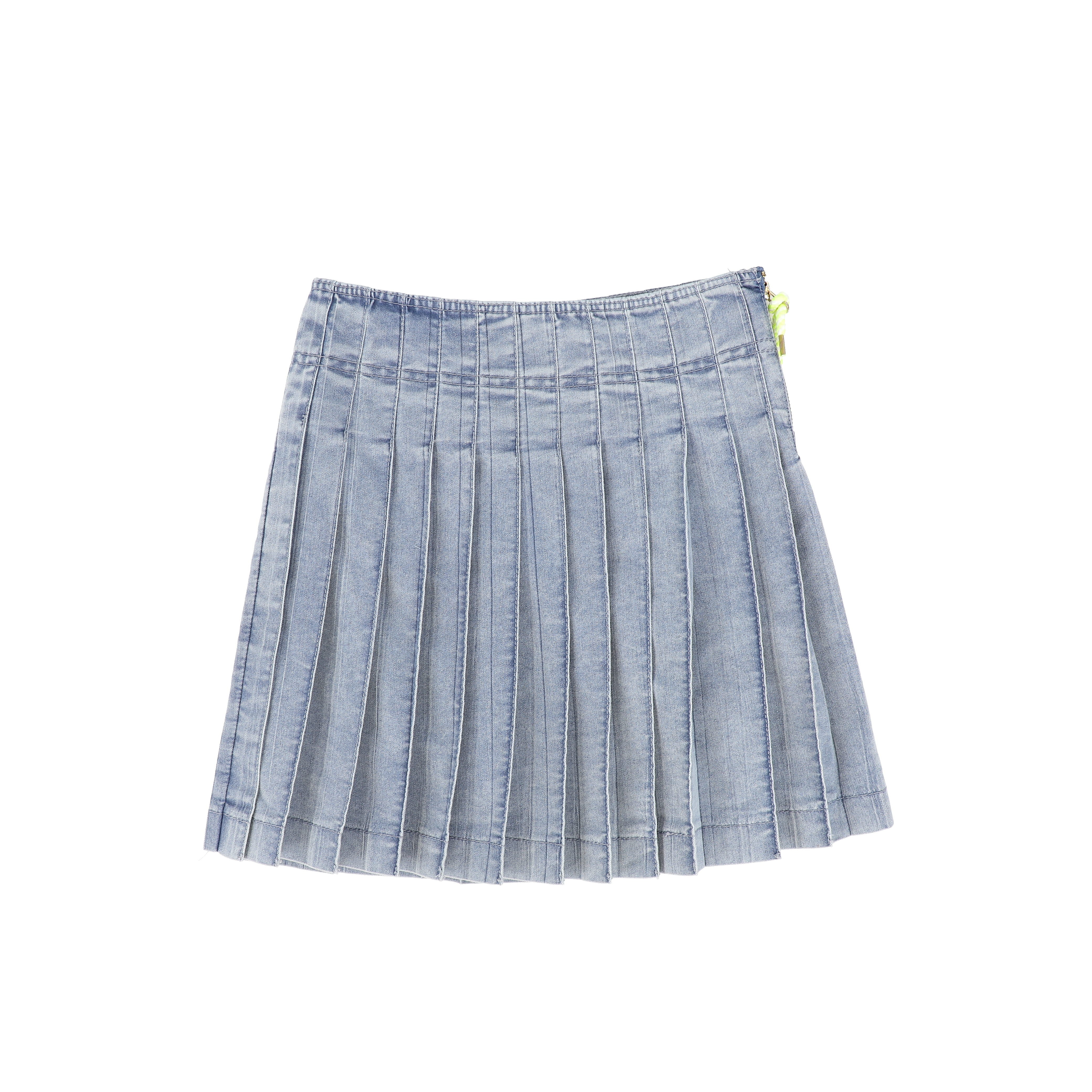 スカート MILK Check Pleats Skirt Blue & Beige BACE COLLECTION LIGHT BLUE DENIM ROPE PLEAT SKIRT [FINAL SALE