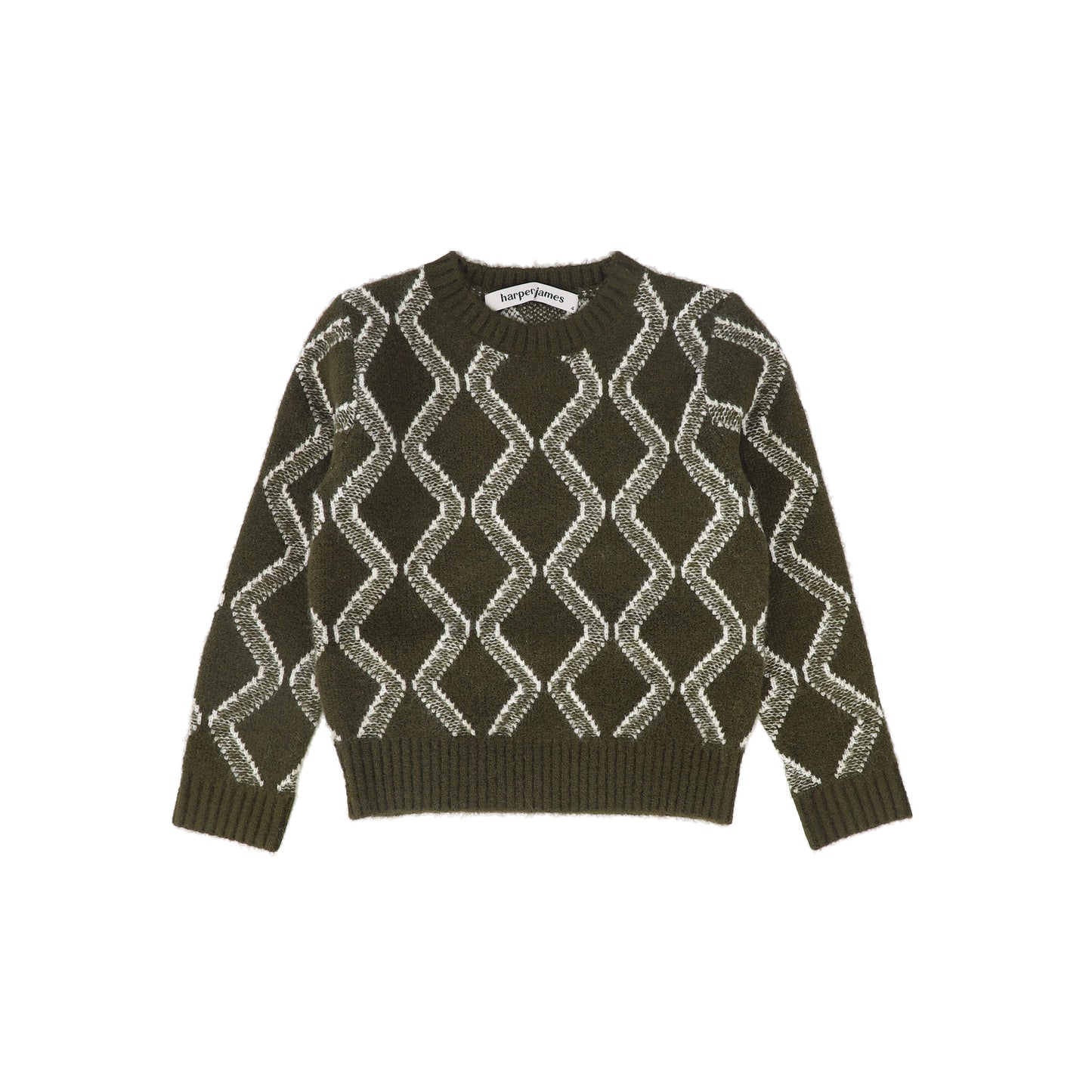 HARPER JAMES GREEN KNIT ARGYLE SWEATER