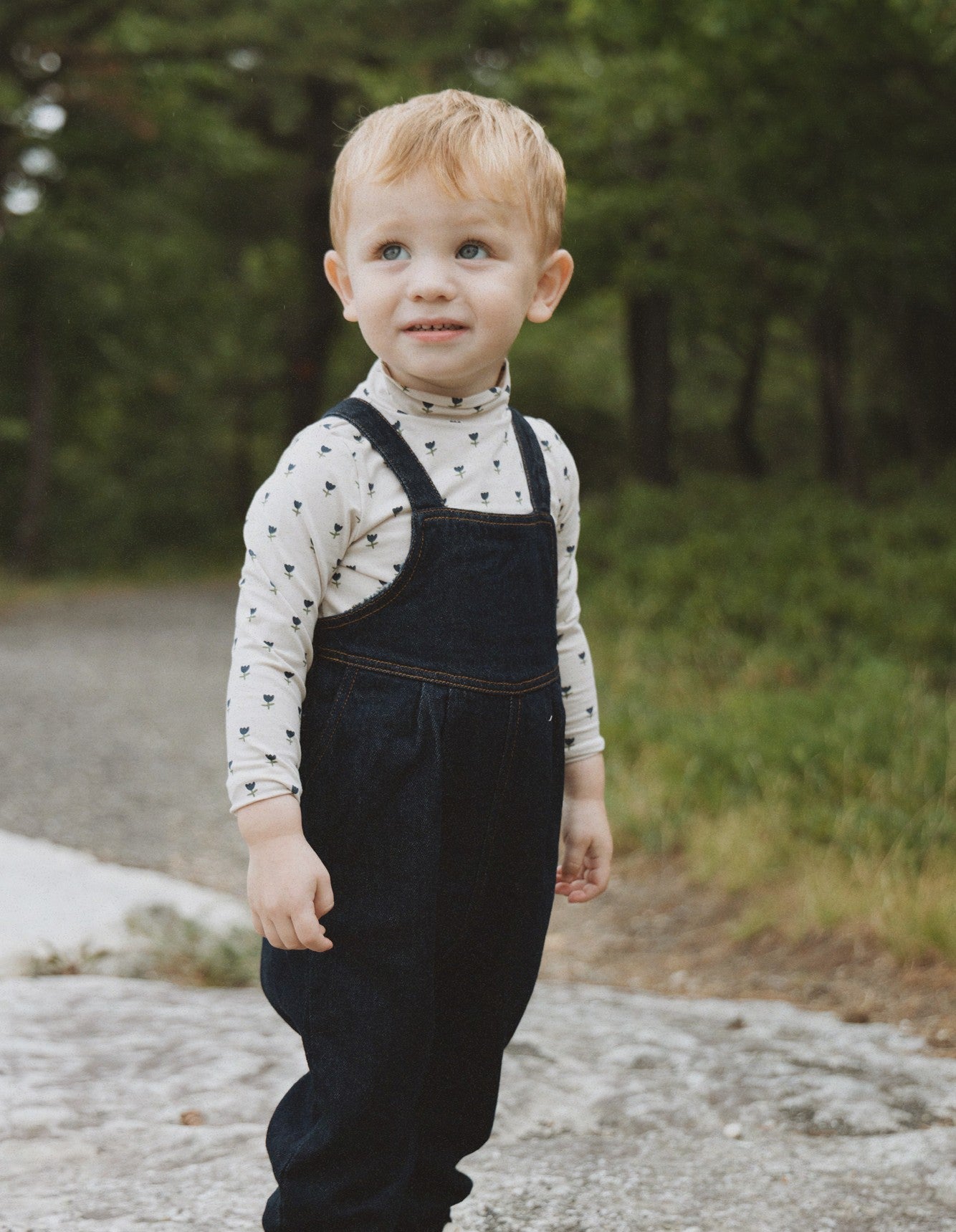 KIN & KIN BLUE WASH GATHERED OVERALLS
