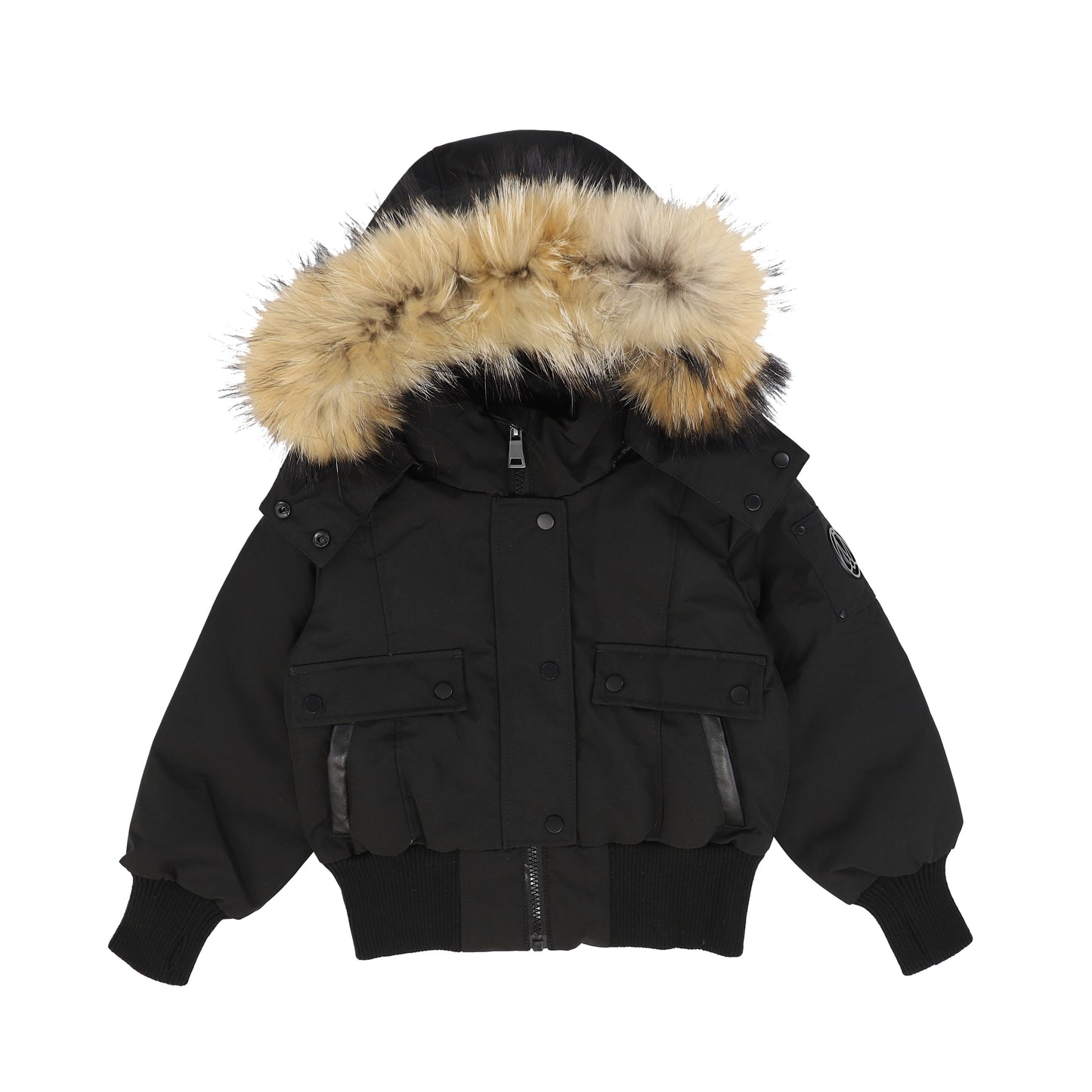 ELLABEE BLACK WITH NATURAL FUR TRIM COAT