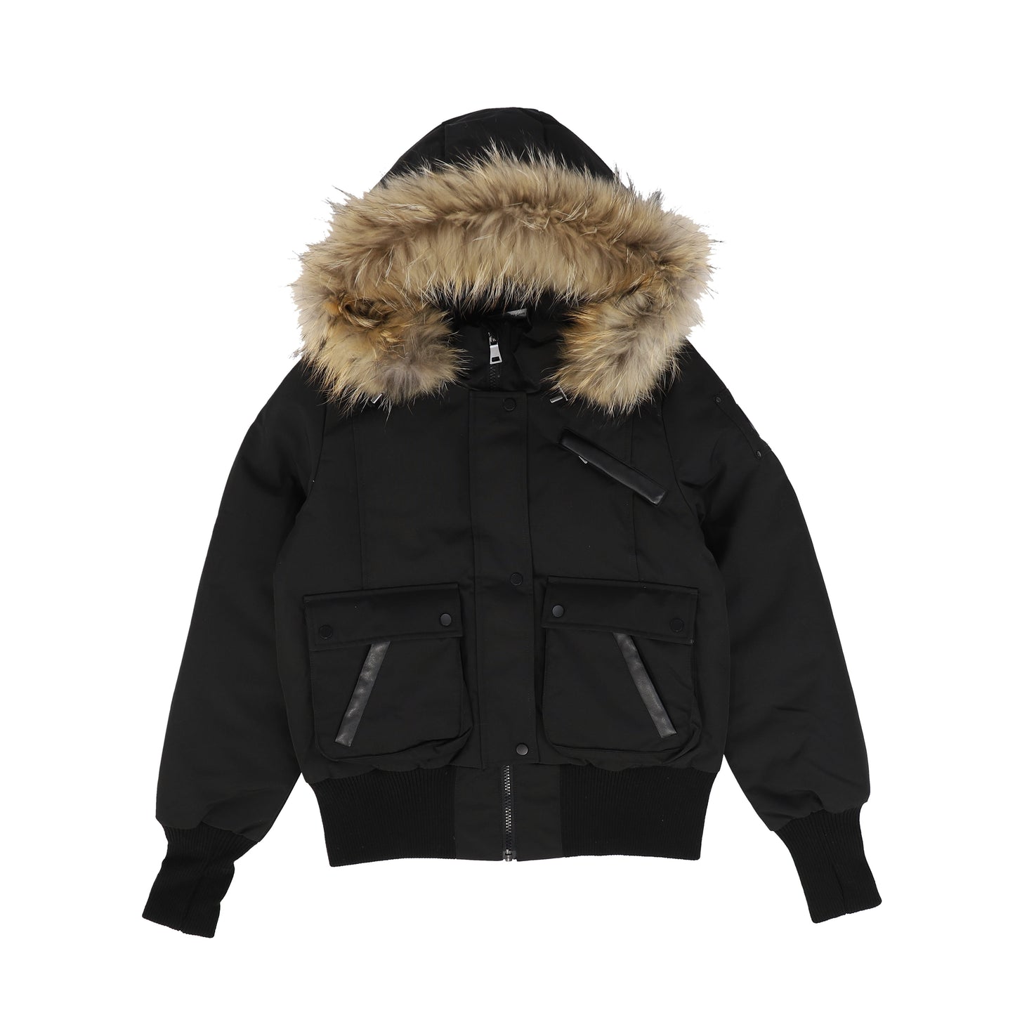 ELLABEE BLACK WITH NATURAL FUR TRIM COAT