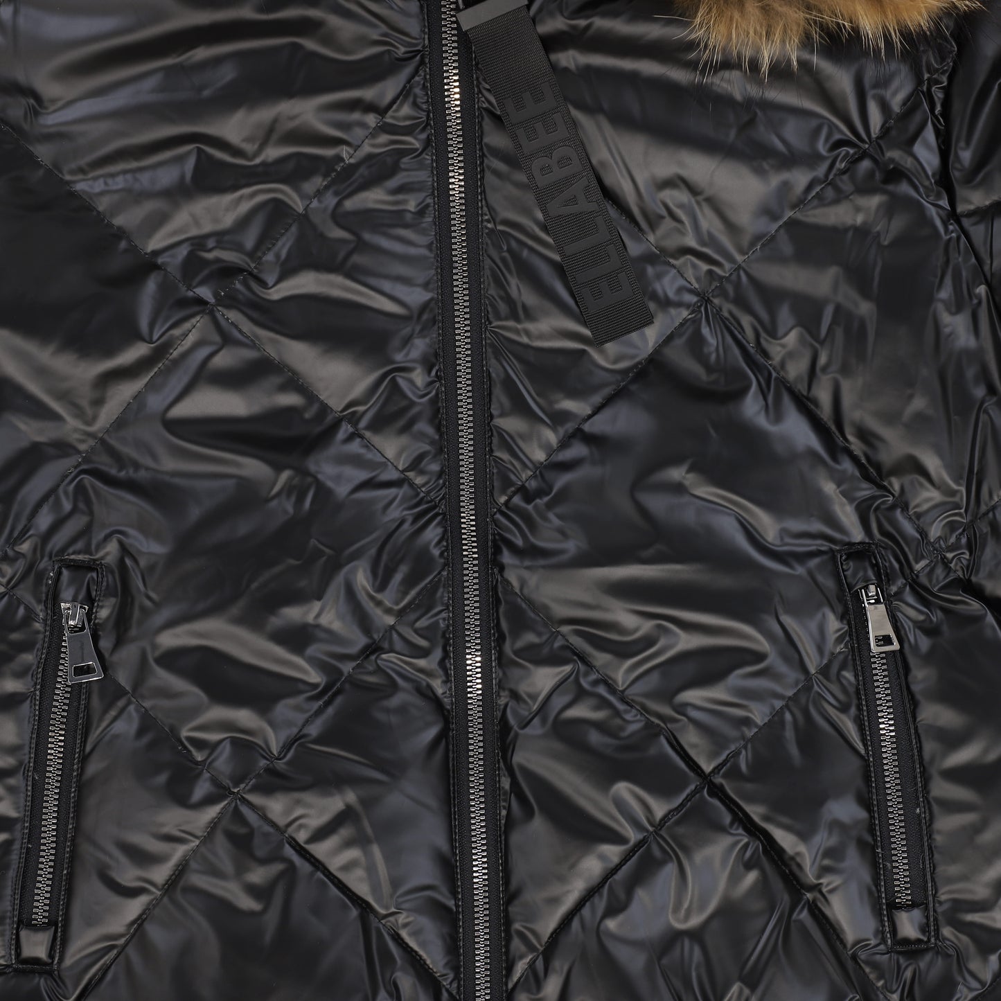 ELLABEEE BLACK WITH NATURAL FUR TRIM COAT
