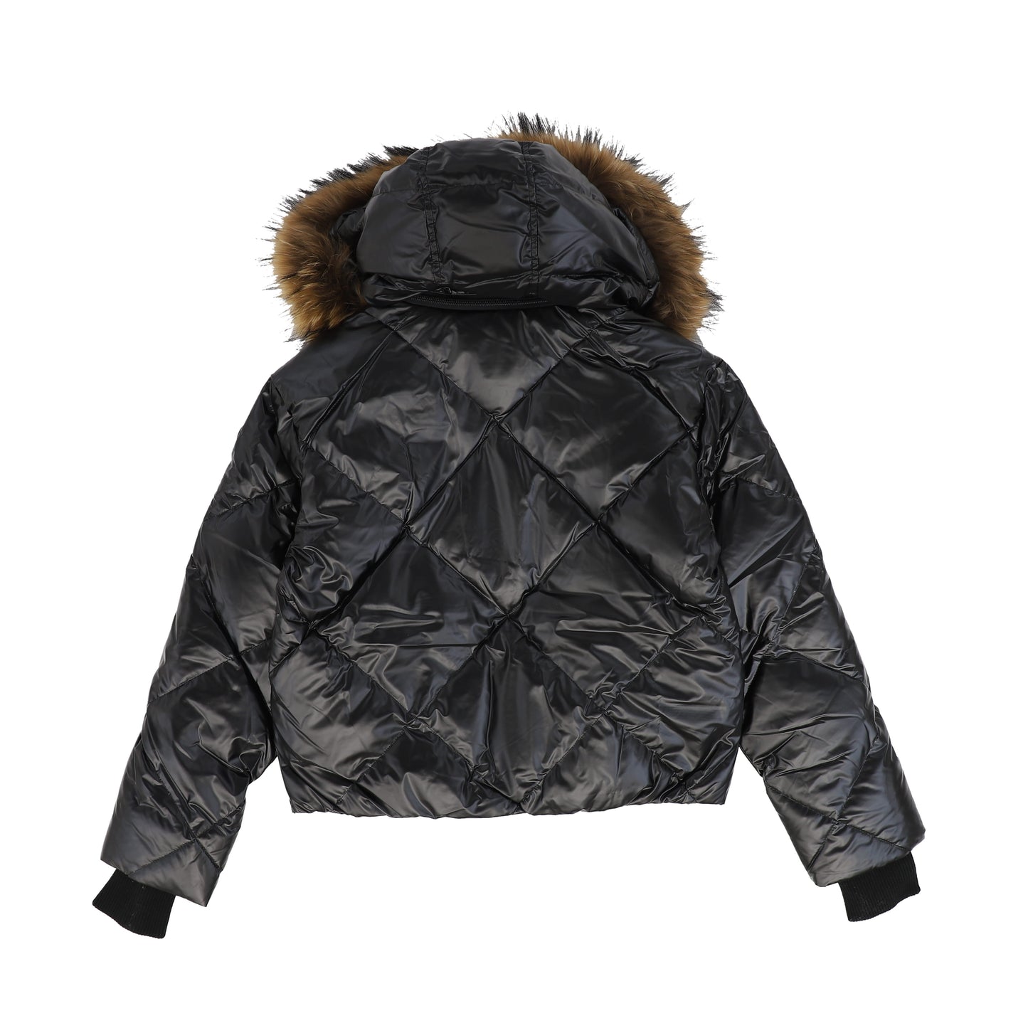 ELLABEEE BLACK WITH NATURAL FUR TRIM COAT