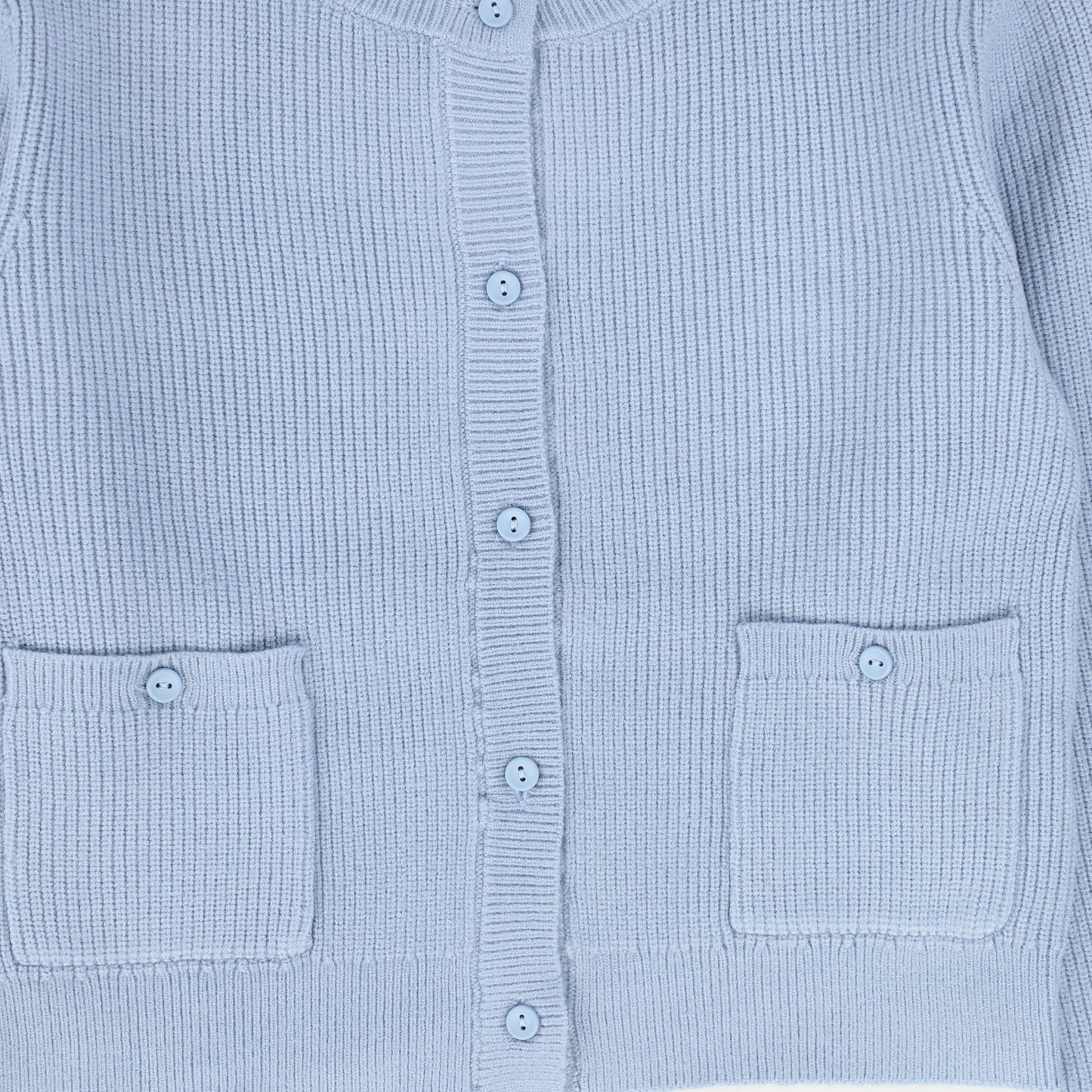 TUSTELLO LIGHT BLUE RIBBED BUTTON CARDIGAN