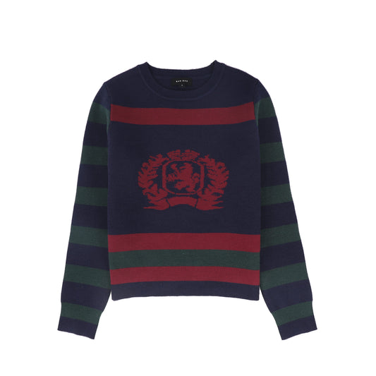 BAMBOO NAVY/RED STRIPE CENTER CREST SWEATER