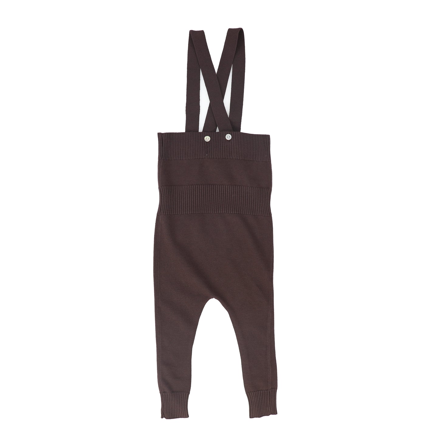LE BOURDON BROWN KNIT SUSPENDER OVERALLS