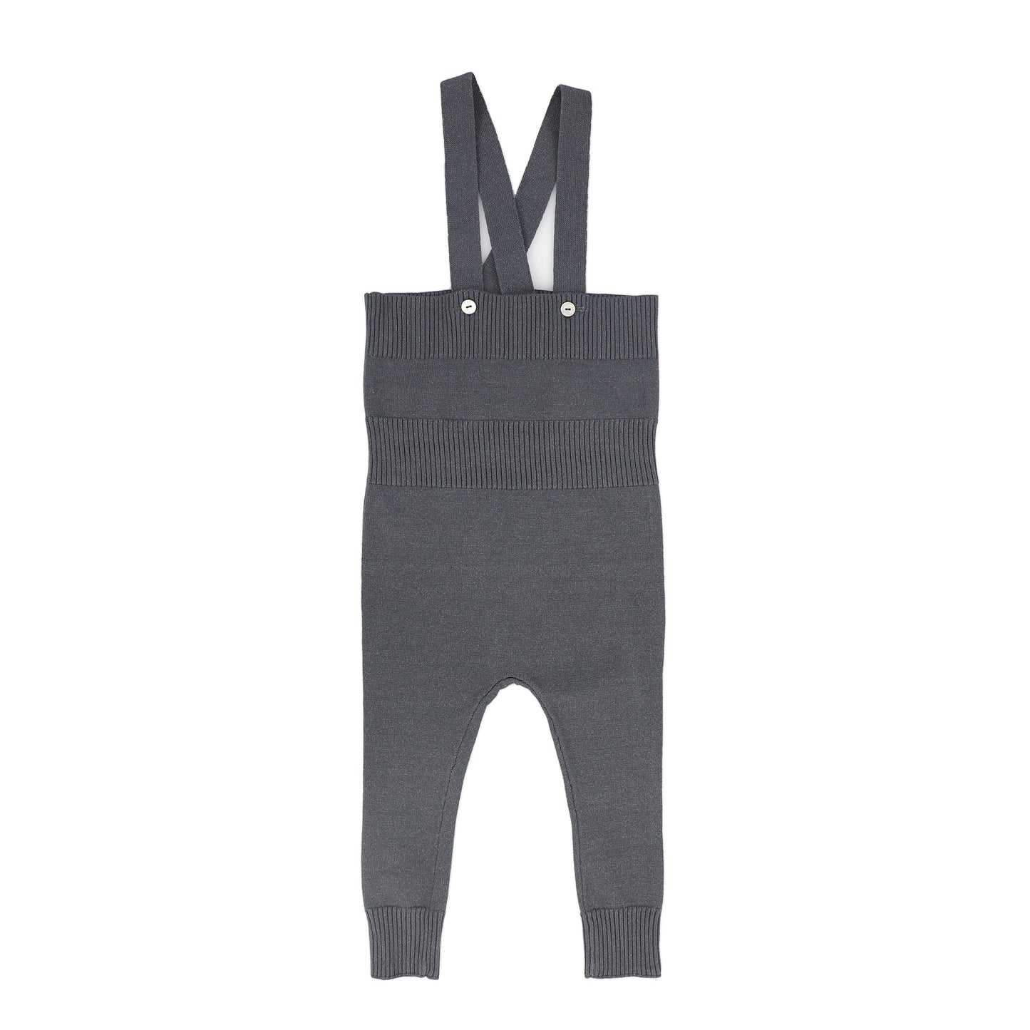 LE BOURDON GREY KNIT SUSPENDER OVERALLS