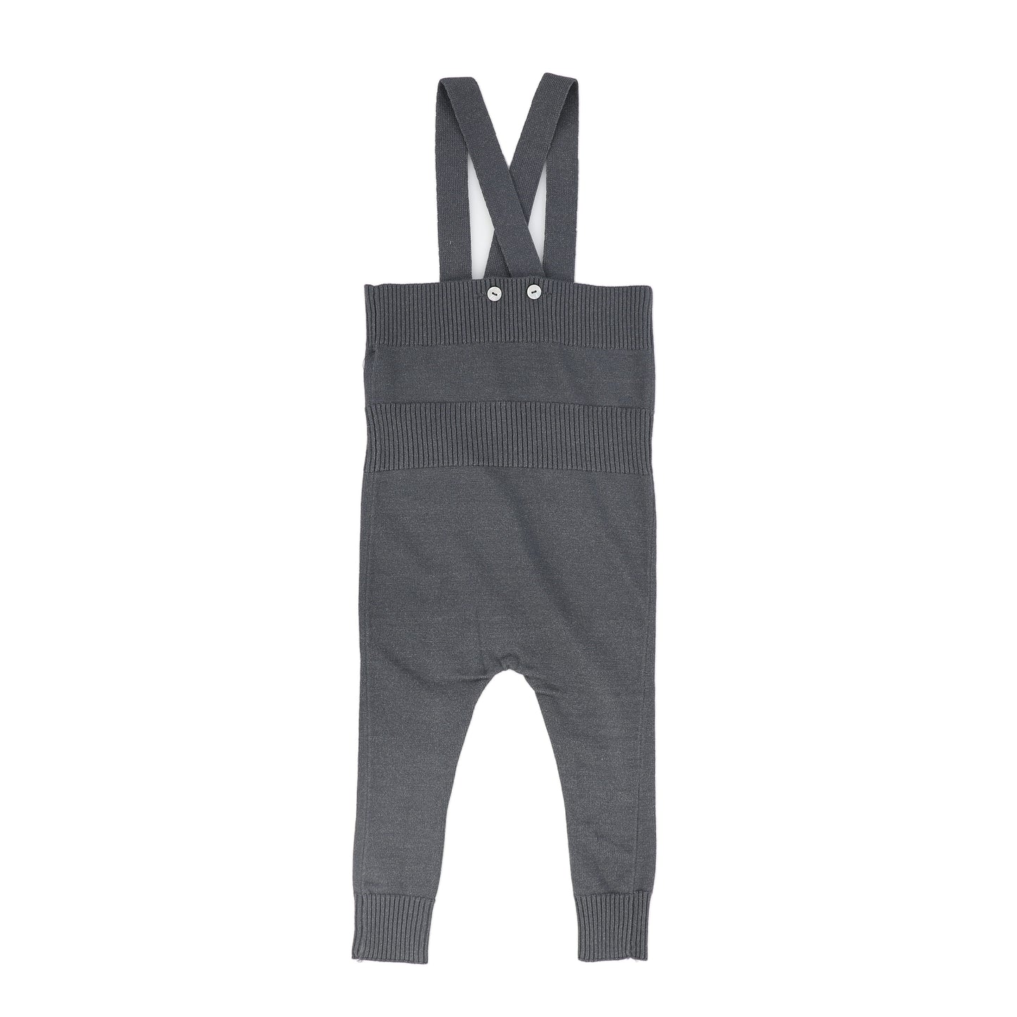 LE BOURDON GREY KNIT SUSPENDER OVERALLS