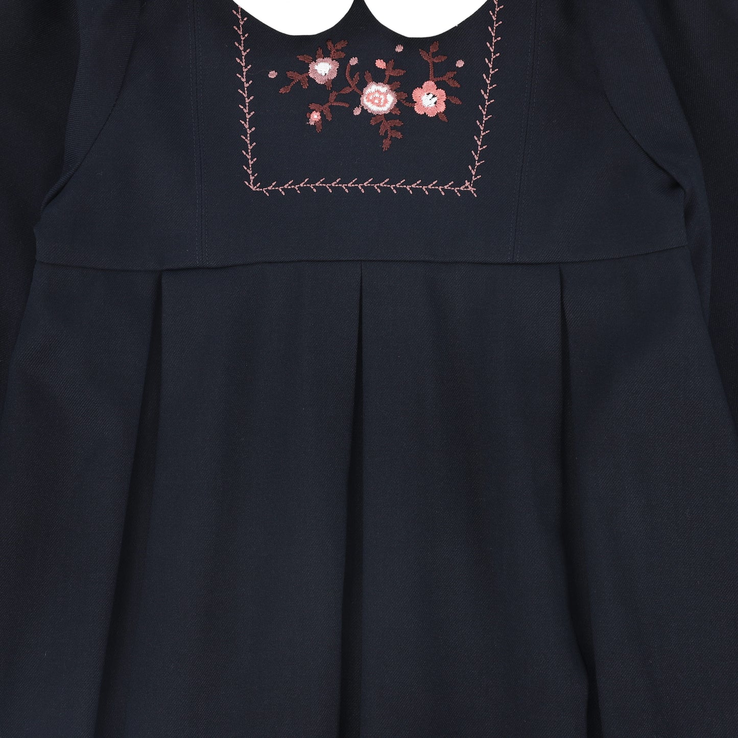 BAMBOO NAVY WOOL EMBROIDERED DRESS