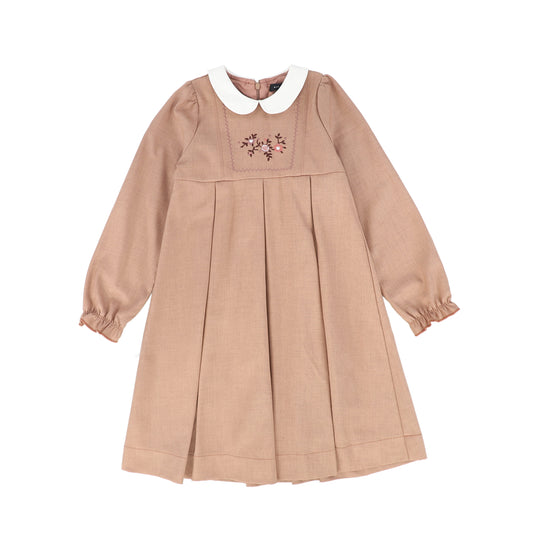 BAMBOO PINK WOOL EMBROIDERED DRESS