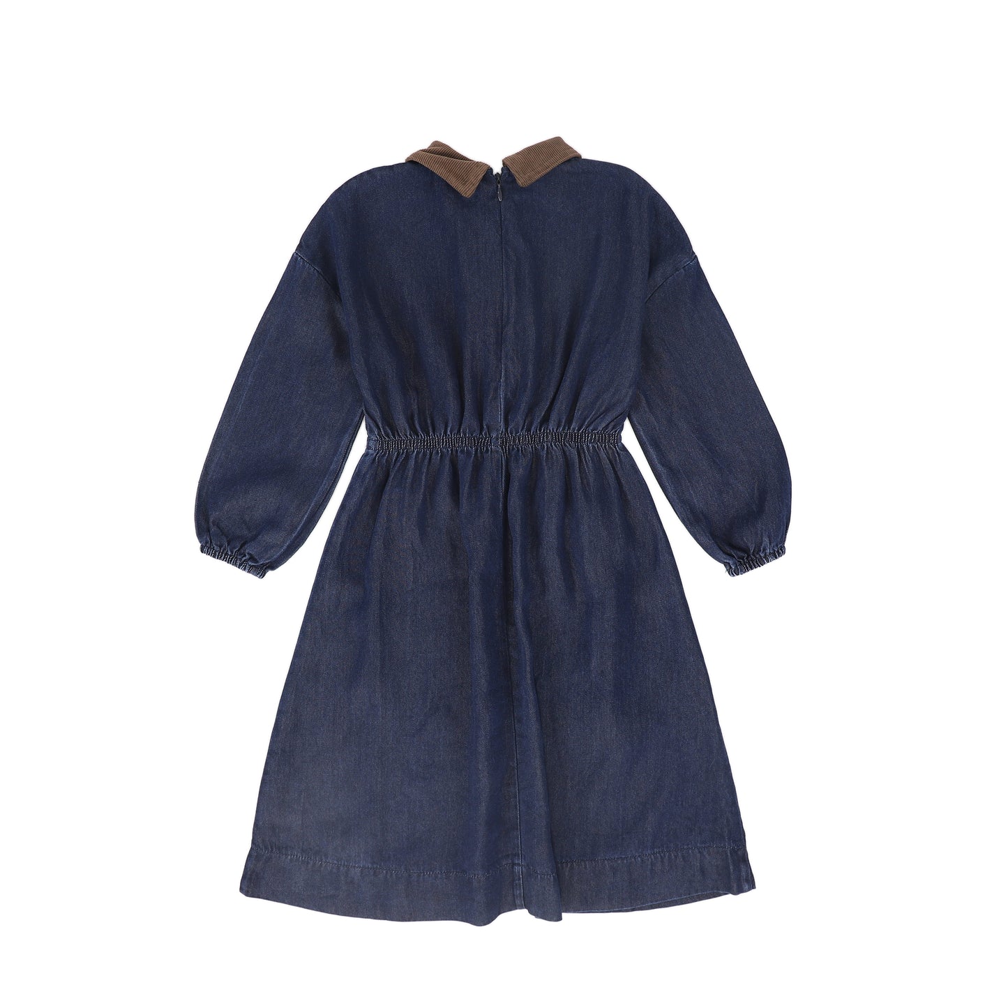 BAMBOO BLUE DENIM EMBROIDERED LOGO WAISTED DRESS