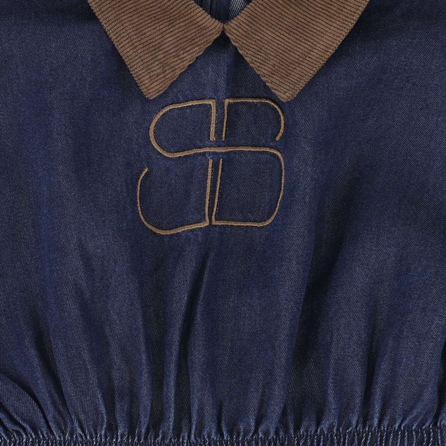BAMBOO BLUE DENIM EMBROIDERED LOGO WAISTED DRESS