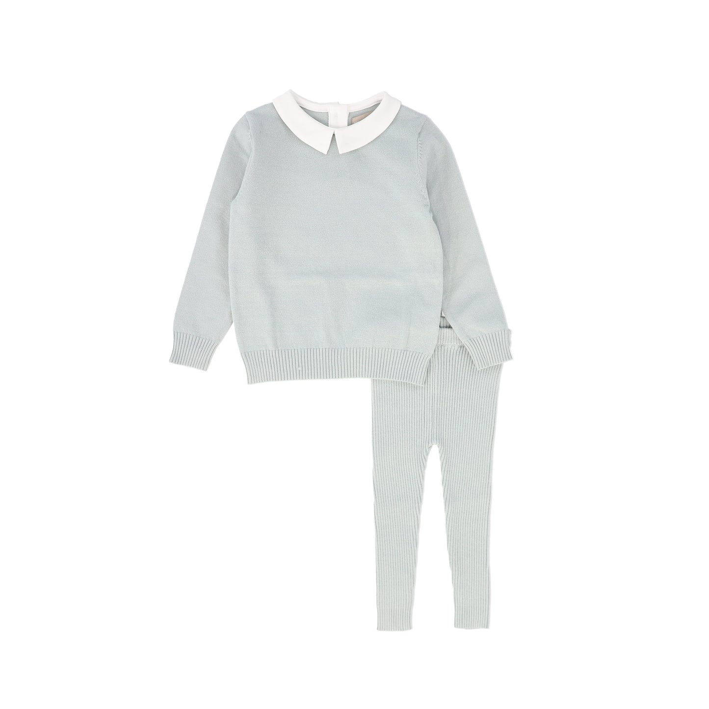 ONE CHILD MINT GREEN KNIT COLLAR SWEATER SET