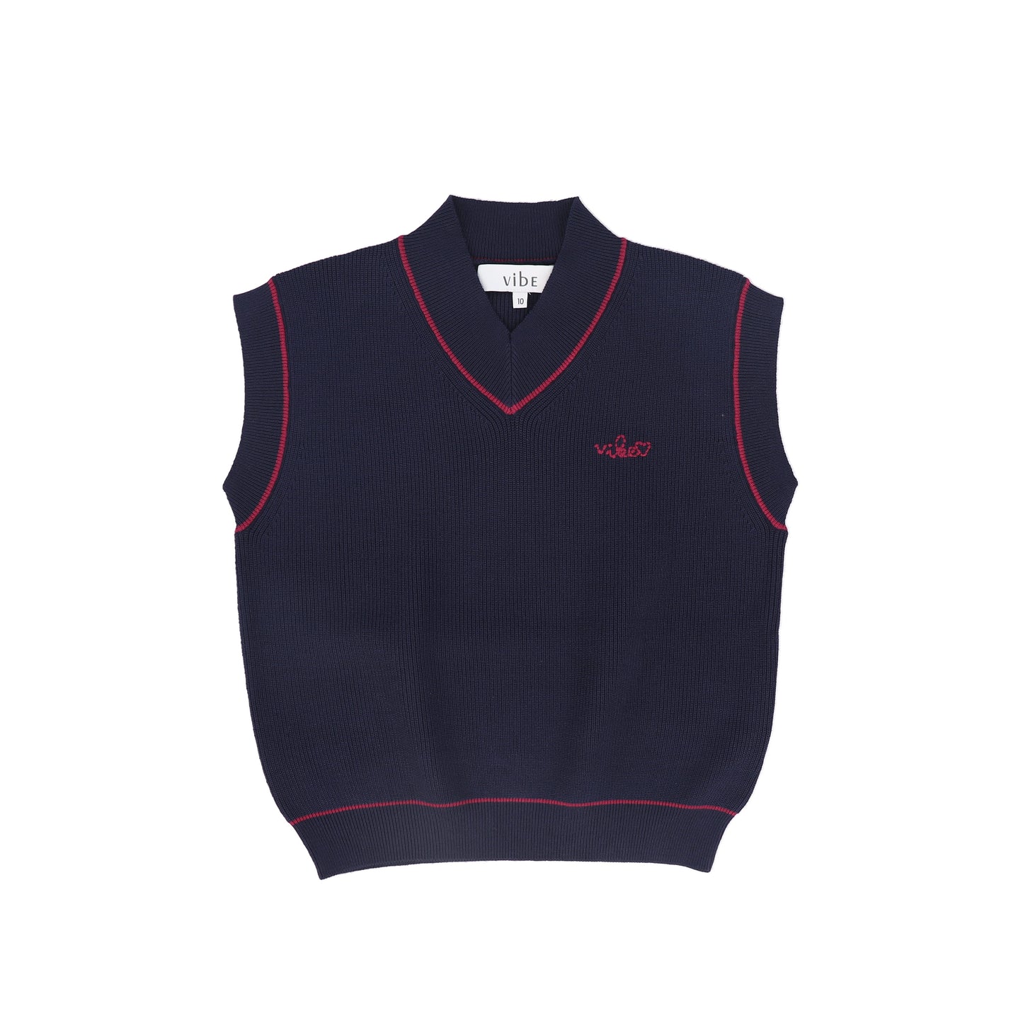 VIBE NAVY HEATHERED KNIT TRIM VEST