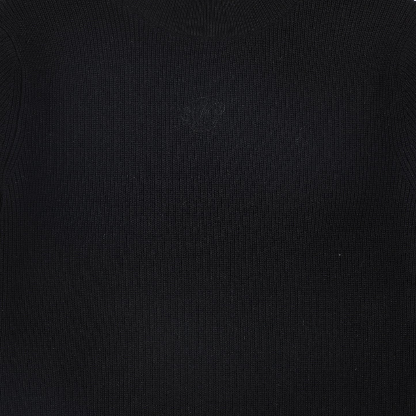 MALLORY AND MERLOT BLACK RUFFLE KNIT MOCKNECK