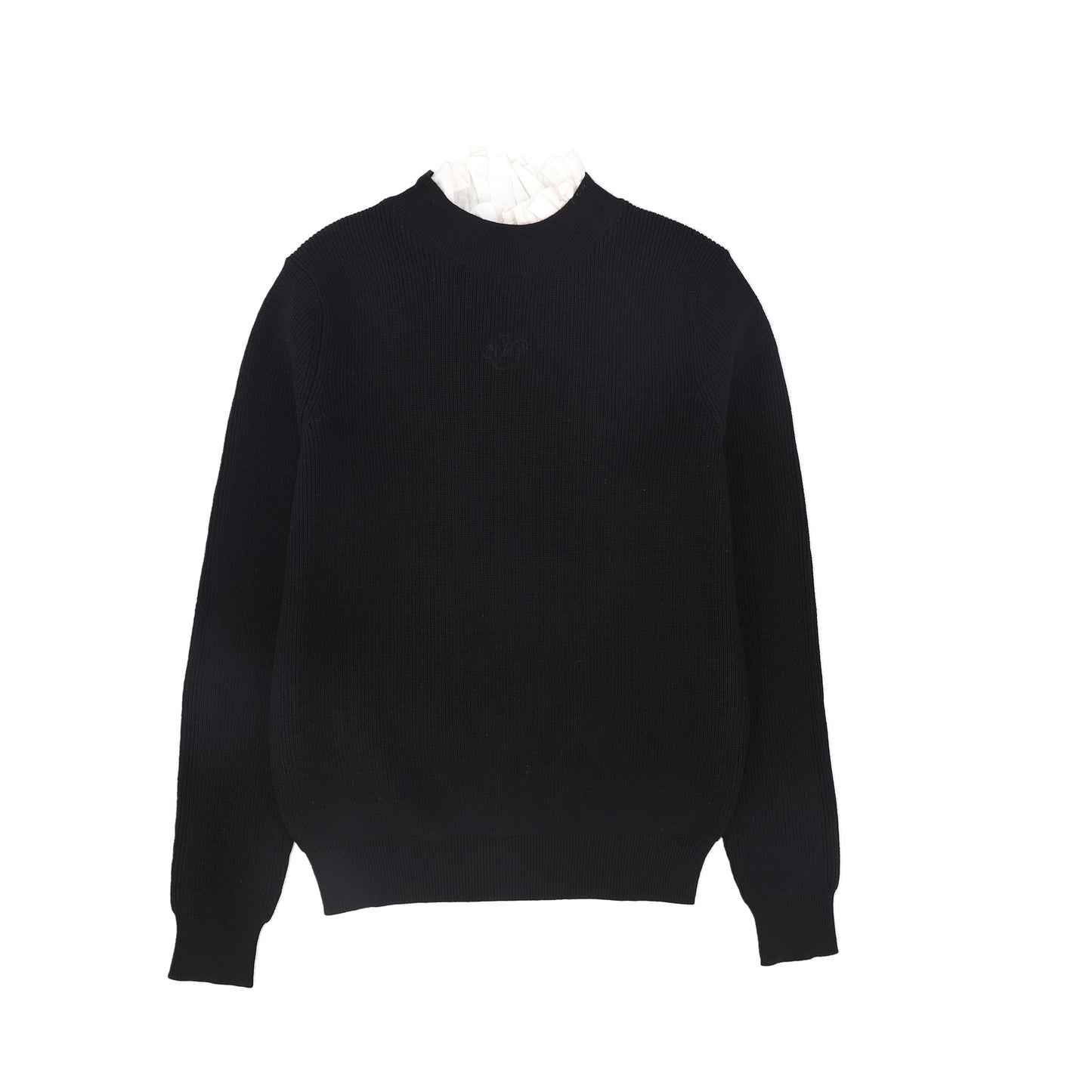 MALLORY AND MERLOT BLACK RUFFLE KNIT MOCKNECK