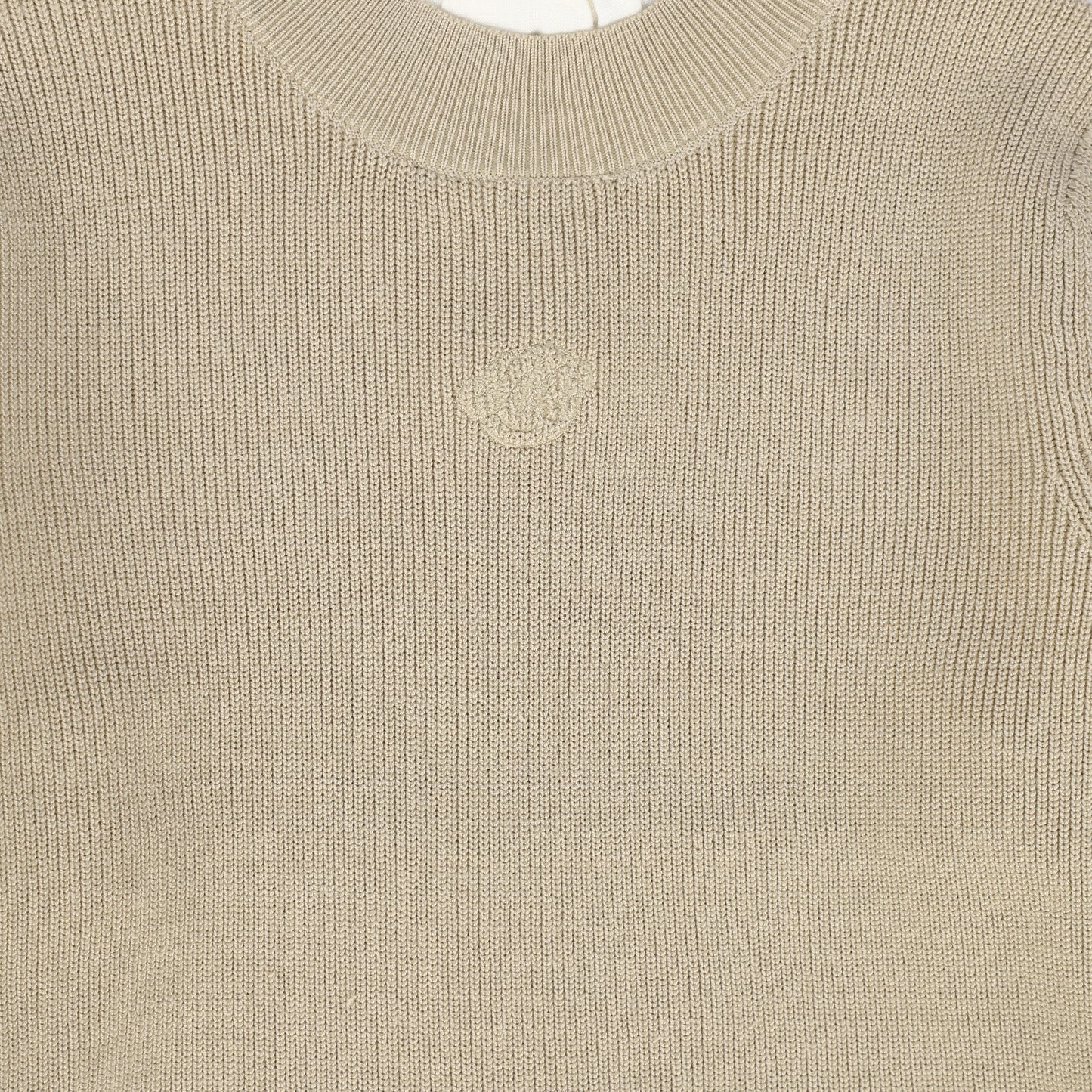 MALLORY AND MERLOT BEIGE RUFFLE KNIT MOCKNECK
