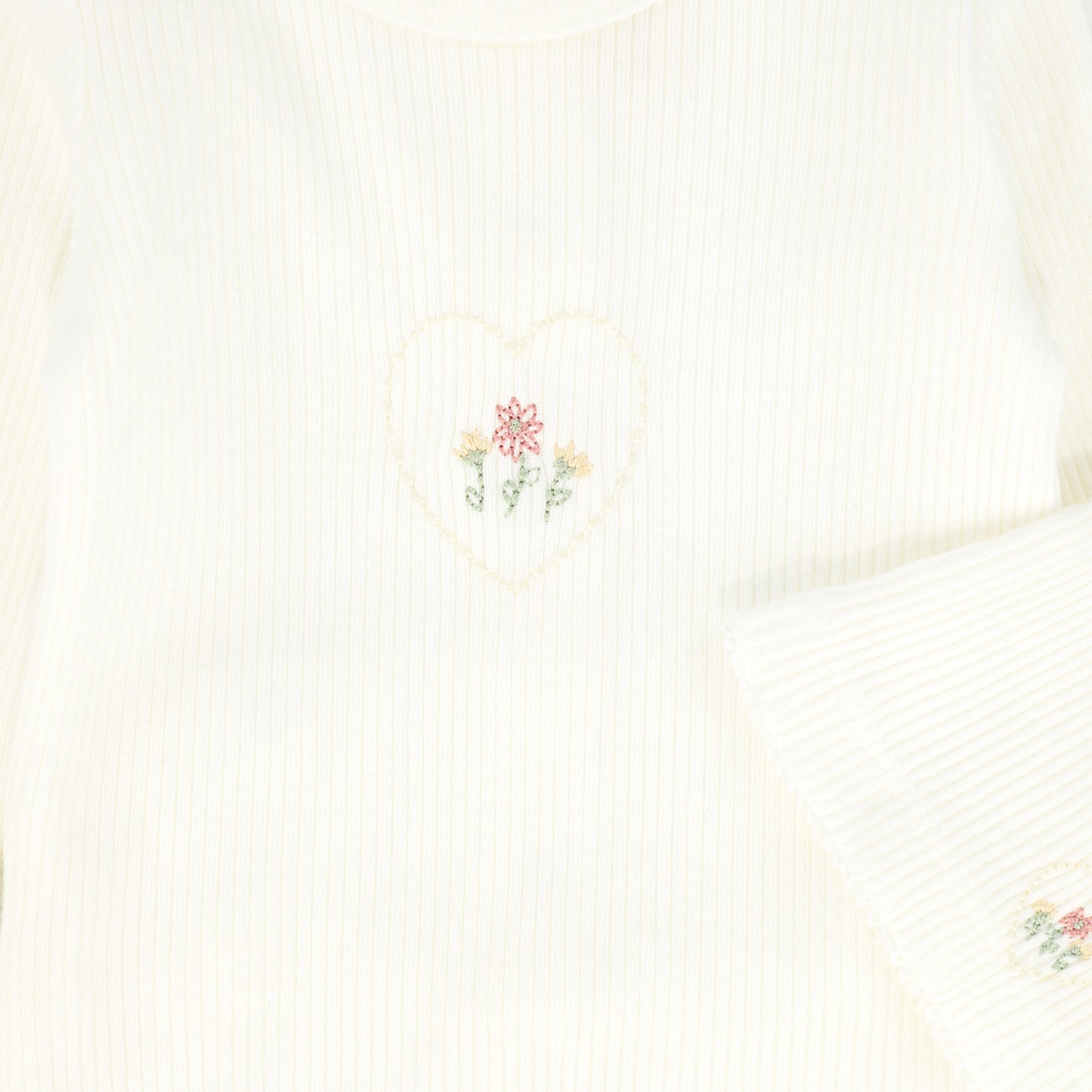 BEBE JOLEE IVORY OUTLINE EMBROIDERED FOOTIE