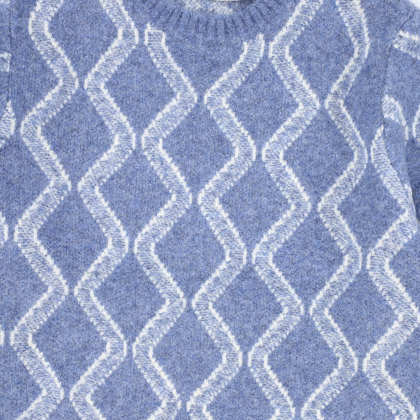 HARPER JAMES BLUE KNIT ARGYLE SWEATER