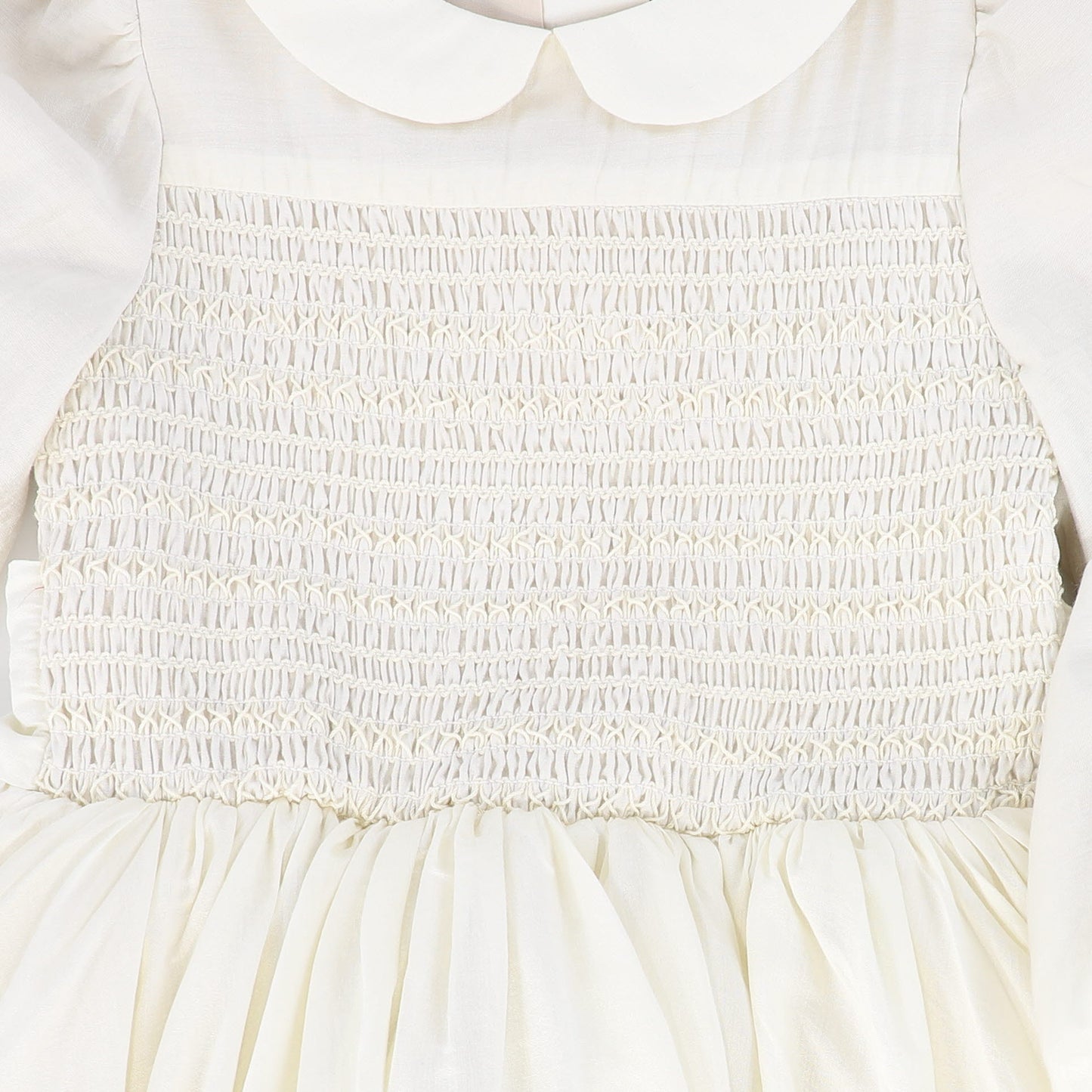 FRANCESCA GUILIANO CREAM SMOCKED COLLAR GOWN