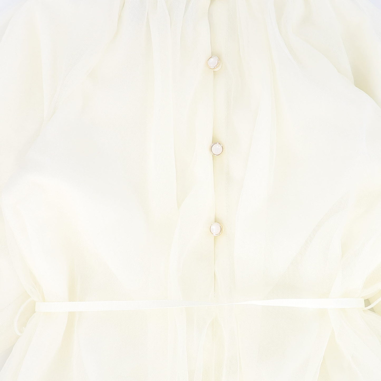 FRANCESCA GUILIANO CREAM TULLE WAISTED GOWN