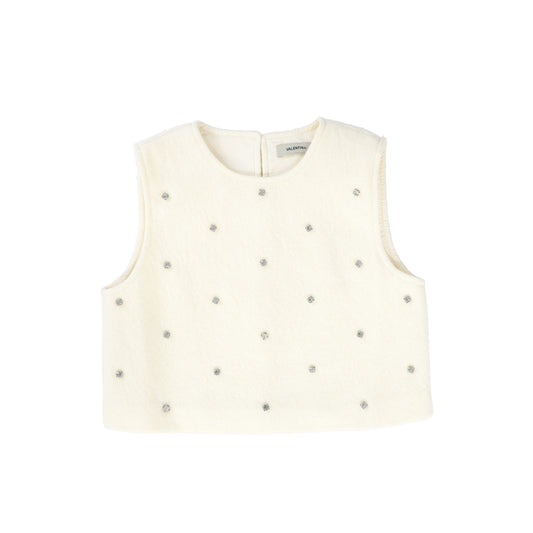 VALENTINA IVORY JEWEL WOOL VEST