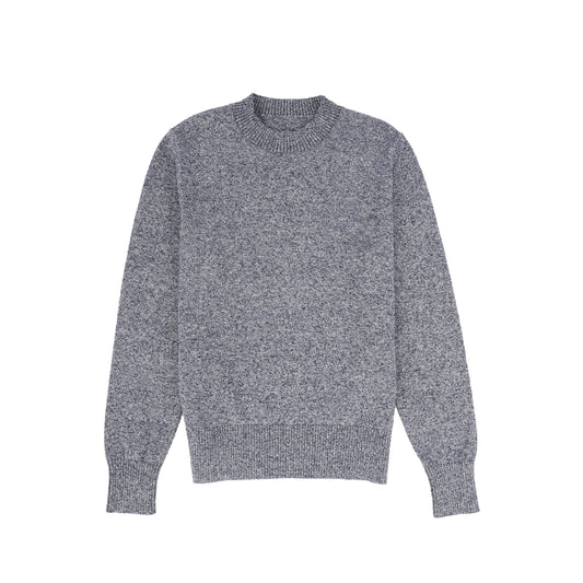 VALENTINA NAVY MARLED CREW NECK SWEATER