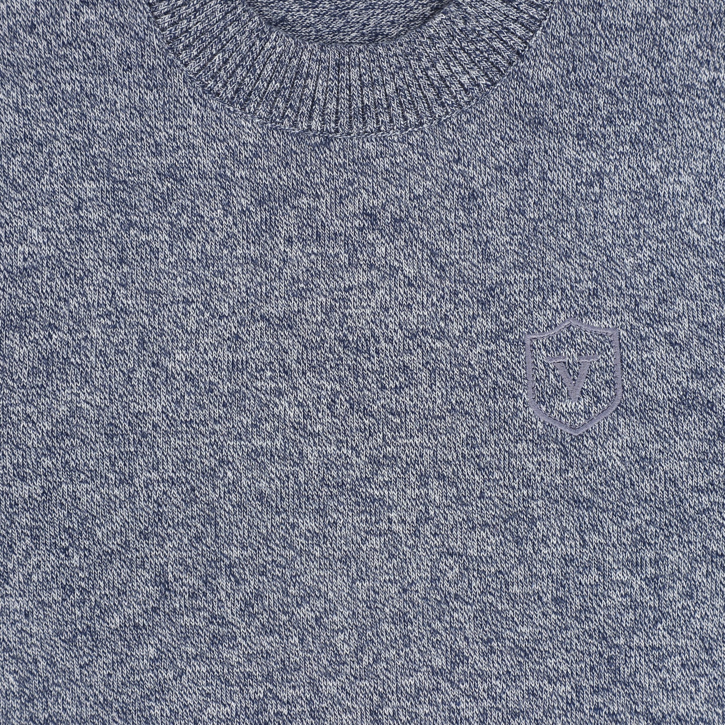 VALENTINA NAVY MARLED CREW NECK SWEATER