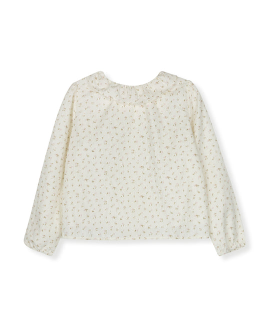 LILOU CREAM FLORAL PRINT RUFFLE COLLAR BLOUSE