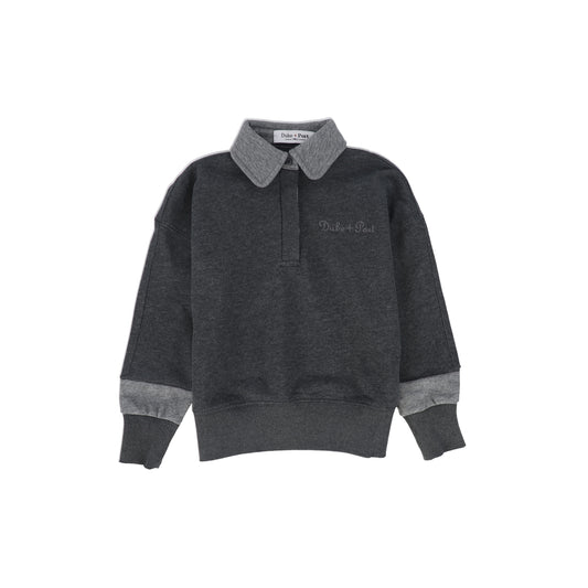 DUKE AND PORT CHARCOAL TRIM COLLAR SWEATSHIRT