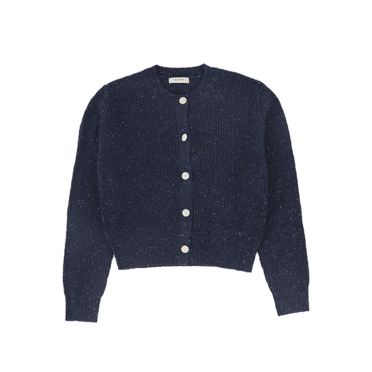 VALENTINA NAVY DIAMOND CHUNKY KNIT CARDIGAN