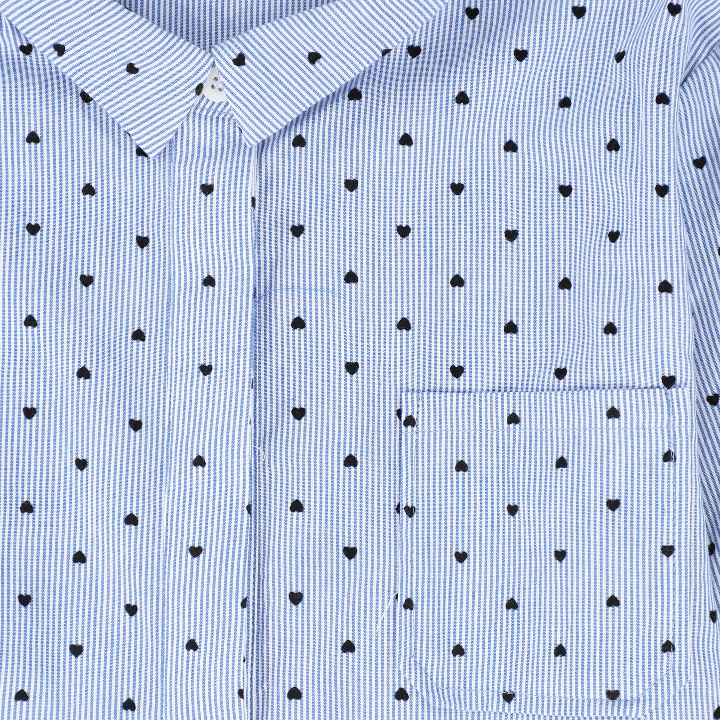 VIBE BLUE PINSTRIPE HEART PRINT BLOUSE