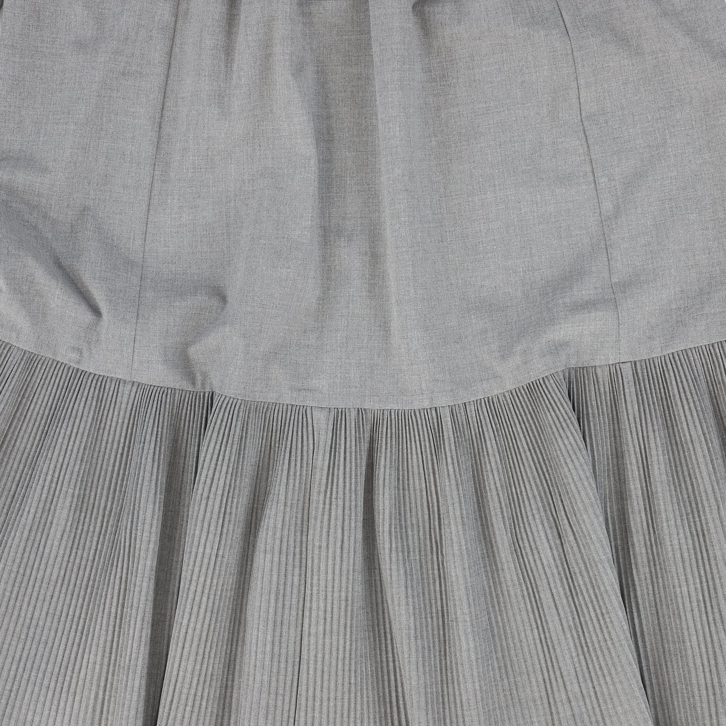 VALENTINA LIGHT GREY WOOL BOTTOM PLEATED DRESS