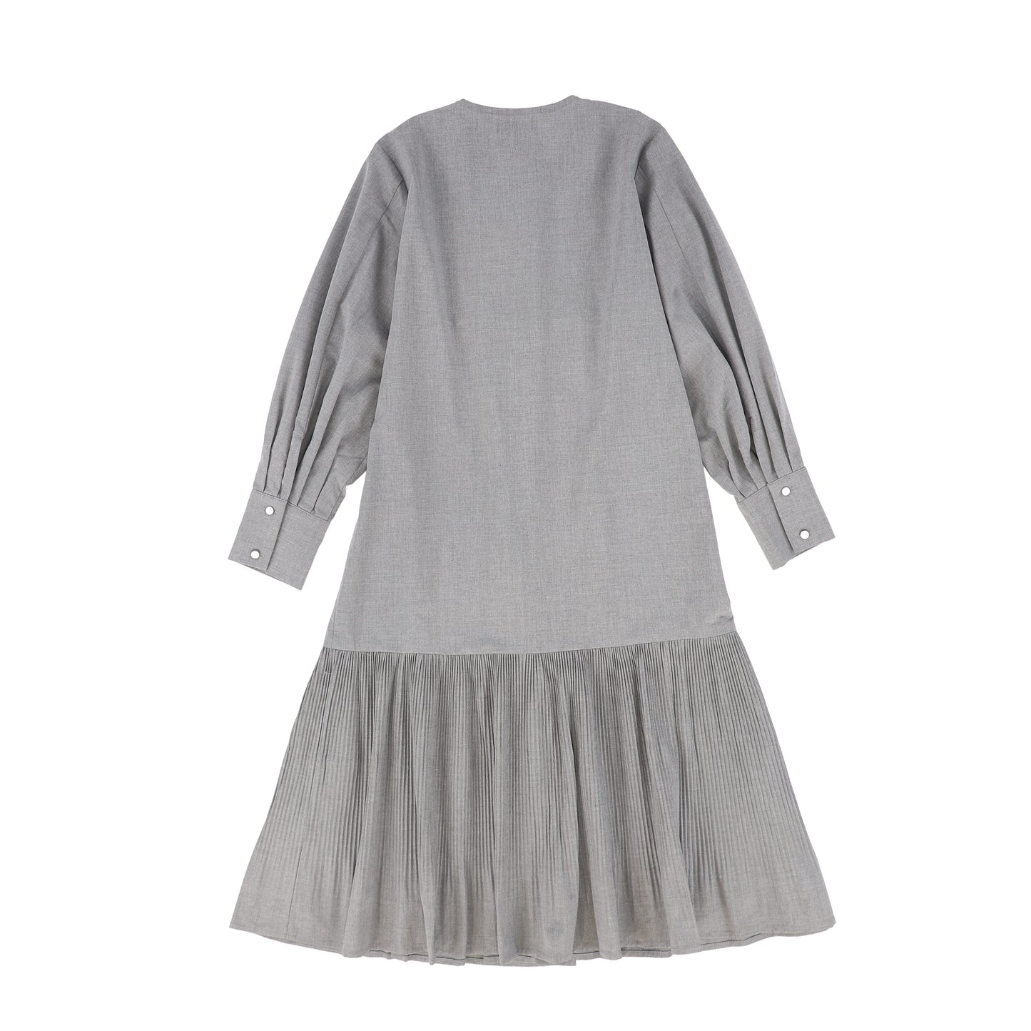 VALENTINA LIGHT GREY WOOL BOTTOM PLEATED DRESS