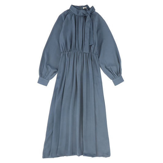 VALENTINA BLUE NECK TIE WAISTED DRESS