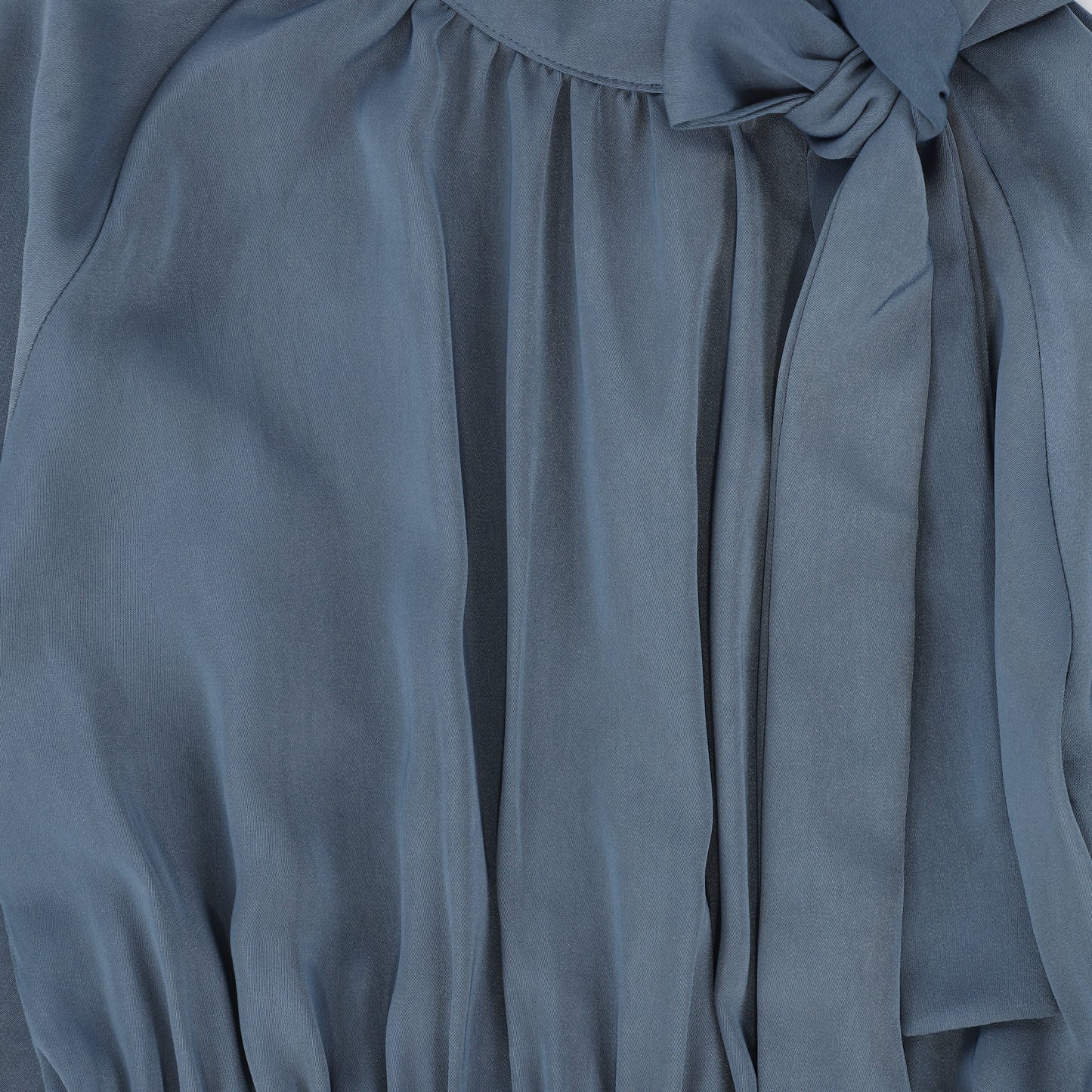 VALENTINA BLUE NECK TIE WAISTED DRESS