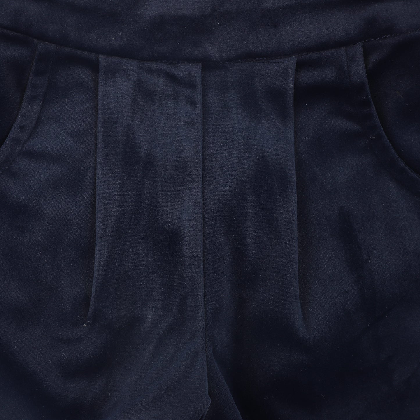 FRANCESCA GUILIANO BLUE VELVET POCKET SHORTS