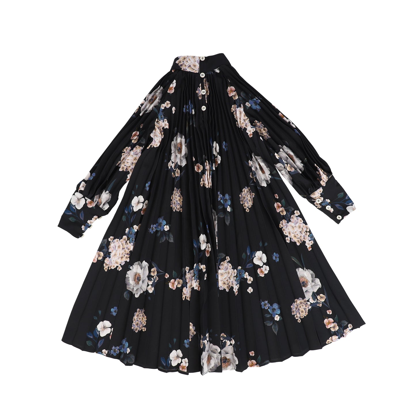 CHRISTINA ROHDE BLUE FLORAL PLEAT DRESS