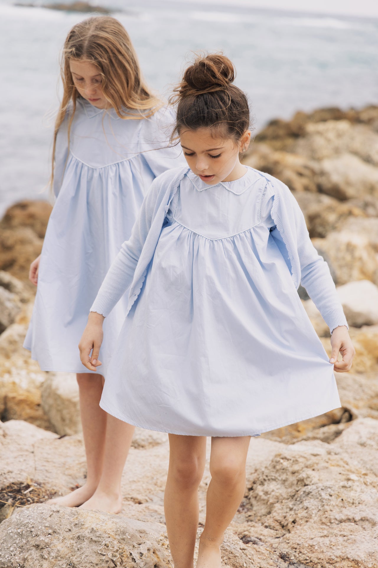 KIN & KIN LIGHT BLUE STITCHED COLLAR DRESS