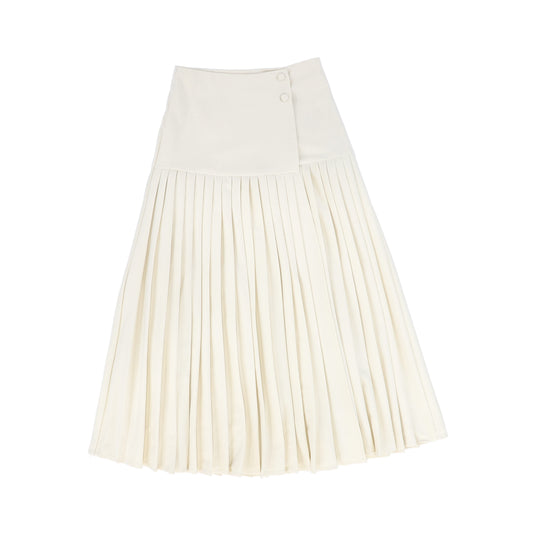 VALENTINA CREAM ACCORDION PLEATED PANEL SKIRT
